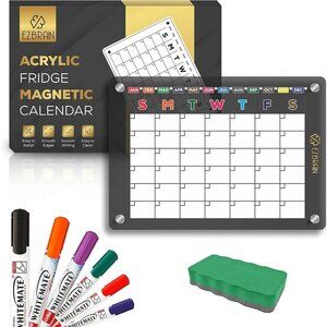 Magnetic Fridge Calendar with Set of 6 Markers & Eraser Acrylic Monthly Calender